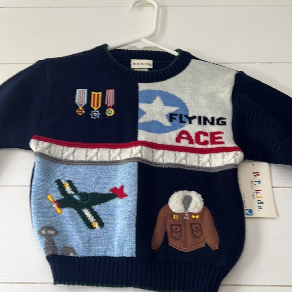 BT kids boys Flying Ace sweater size 4 vintage